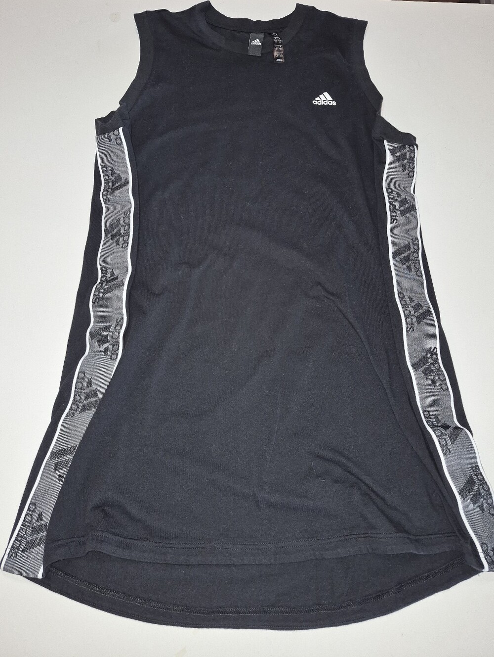 adidas Black Sleeveless Athletic Dress with Logo Tape